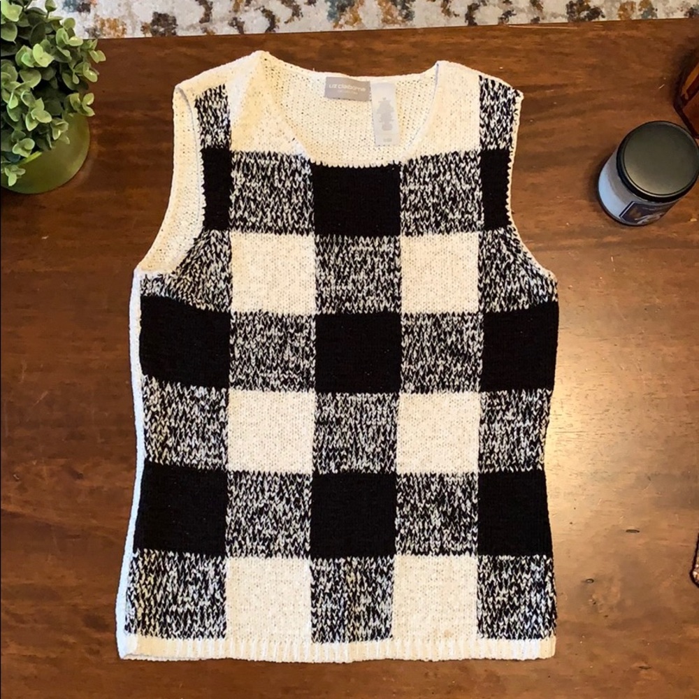 Black and White Checkered Pattern Vest